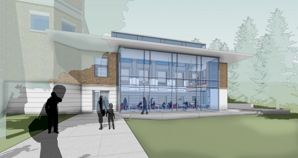 A $3 million redesign-and-renovation project proposed for the Bangor Public Library would add a glass-encased "front porch" to the library's 1997 addition. The view is from Harlow Street. A $3 million redesign-and-renovation project proposed for the Bangor Public Library would add a glass-encased "front porch" to the library's 1997 addition. The view is from Harlow Street.