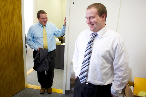 Ben (left) and Nick Fowler are identical twins and both practice law in Bangor. Ben (left) and Nick Fowler are identical twins and both practice law in Bangor.