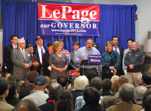 Gov. LePage speaks with supporters at the Buker Community Center in Augusta, where he formally announced his 2014 reelection campaign. Gov. LePage speaks with supporters at the Buker Community Center in Augusta, where he formally announced his 2014 reelection campaign.