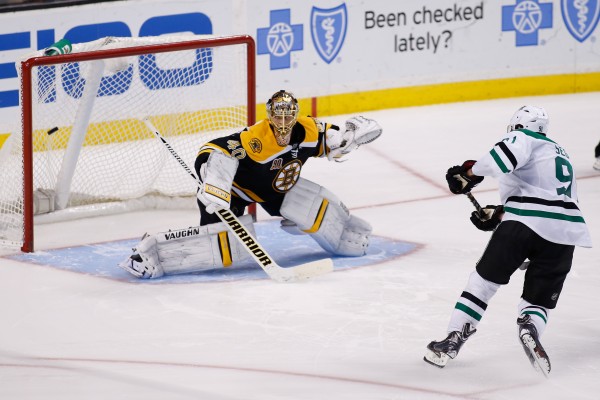 Dallas Stars center Tyler Seguin (91) scores a goal on Boston Bruins goalie Tuukka Rask (40) during the shootout at TD Banknorth Garden in Boston Tuesday night. The Dallas Stars won 3-2 in a shootout. Dallas Stars center Tyler Seguin (91) scores a goal on Boston Bruins goalie Tuukka Rask (40) during the shootout at TD Banknorth Garden in Boston Tuesday night. The Dallas Stars won 3-2 in a shootout.