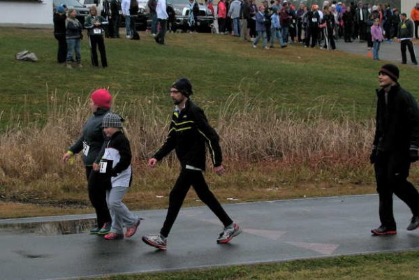 Jay schools' running, race-walking and skiing coach and educator Randy Easter, left center, strides past fellow participants at the Spruce Mountain High School track in Saturday afternoon's Running for Randy 1-mile family fun run/walk fundraiser for Easter in his fight against cancer. Jay schools' running, race-walking and skiing coach and educator Randy Easter, left center, strides past fellow participants at the Spruce Mountain High School track in Saturday afternoon's Running for Randy 1-mile family fun run/walk fundraiser for Easter in his fight against cancer.