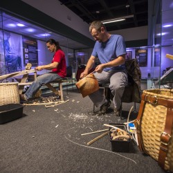 Gabe Frey, left, and Jeremy Frey make baskets during a recent demonstration at the Hudson Museum at the University of Maine. University of Maine photo Gabe Frey, left, and Jeremy Frey make baskets during a recent demonstration at the Hudson Museum at the University of Maine. University of Maine photo