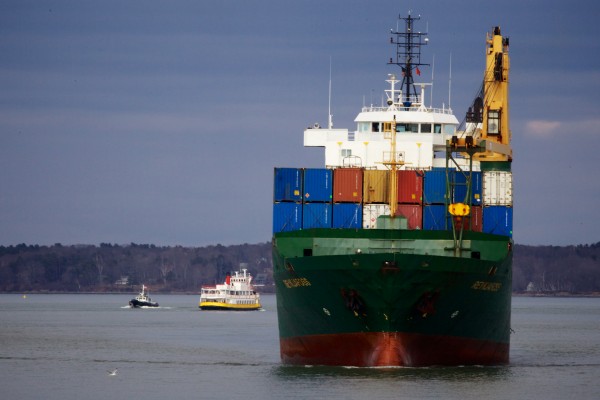 The container ship Reykjafoss makes its way through Portland Harbor on Wednesday afternoon en route to the International Marine Terminal. The container ship Reykjafoss makes its way through Portland Harbor on Wednesday afternoon en route to the International Marine Terminal.