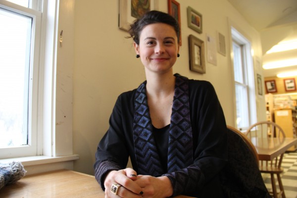 Marisol Trowbridge sits in a cafe in Blue Hill and discusses the launch of her new business, Puzzle Apparel. Her company uses fabrics woven by local artists to embellish blouses and jackets, such as the one she is wearing. Customers can choose which fabric they want to adorn the item they purchase. Marisol Trowbridge sits in a cafe in Blue Hill and discusses the launch of her new business, Puzzle Apparel. Her company uses fabrics woven by local artists to embellish blouses and jackets, such as the one she is wearing. Customers can choose which fabric they want to adorn the item they purchase.