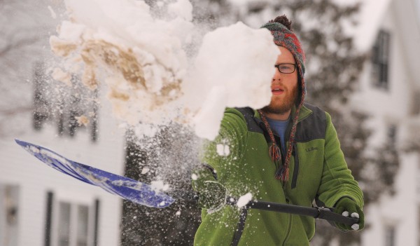 Sherman Bronson shovels snow from the driveway of his Brewer home Monday morning. An overnight storm dumped 6 to 8 inches of snow on the region. Sherman Bronson shovels snow from the driveway of his Brewer home Monday morning. An overnight storm dumped 6 to 8 inches of snow on the region.