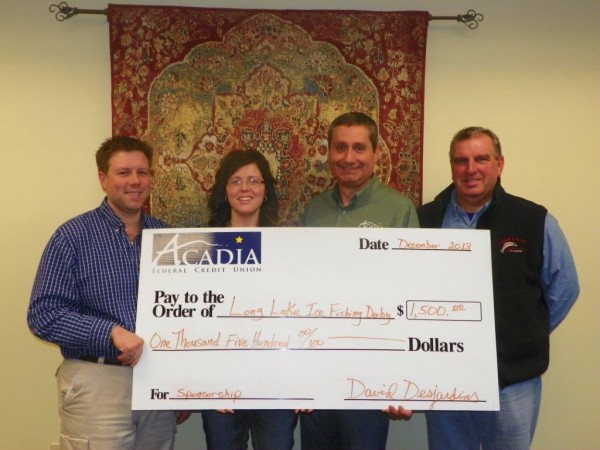 Acadia Federal Credit Union >> Long Lake Ice Fishing Derby Receives 1 500 From Acadia Acadia Federal Credit Union >> Long Lake Ice Fishing Derby Receives 1 500 From Acadia