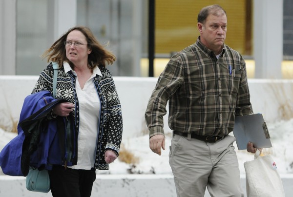 Malcolm French and his wife, Barbara, leave federal court in Bangor on Tuesday. Malcolm French and his wife, Barbara, leave federal court in Bangor on Tuesday.