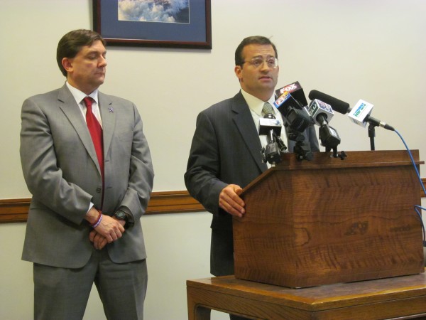Senate Majority Leader Troy Jackson, D-Allagash (left), and House Majority Leader Seth Berry, D-Bowdoinham, discuss the state's budget challenges during a news conference on Friday, Jan. 10, 2014, in the State House. Senate Majority Leader Troy Jackson, D-Allagash (left), and House Majority Leader Seth Berry, D-Bowdoinham, discuss the state's budget challenges during a news conference on Friday, Jan. 10, 2014, in the State House.