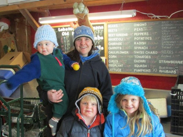 Caitlin Jordan of Alewive's Brook Farm in Cape Elizabeth stands with her niece and nephews (clockwise from bottom right) Emery Rideout, 7, Sam Rideout, 5, and Bennett Rideout, 1. Caitlin Jordan of Alewive's Brook Farm in Cape Elizabeth stands with her niece and nephews (clockwise from bottom right) Emery Rideout, 7, Sam Rideout, 5, and Bennett Rideout, 1.