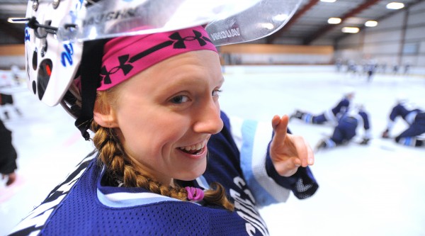 Presque Isle High School goalie Jillian Flynn is a superstitious player. She always puts two hair bands in her hair on game days and is very particular about her game preparation. Presque Isle High School goalie Jillian Flynn is a superstitious player. She always puts two hair bands in her hair on game days and is very particular about her game preparation.
