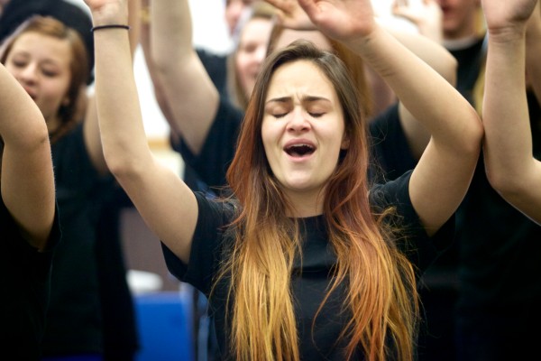 Sierra Marston sings "I Want to Know What Love Is" with other members of the Deering High School chorus in Portland on Tuesday. The students will perform the song with the band Foreigner on Feb. 18 at the the State Theatre. Sierra Marston sings "I Want to Know What Love Is" with other members of the Deering High School chorus in Portland on Tuesday. The students will perform the song with the band Foreigner on Feb. 18 at the the State Theatre.