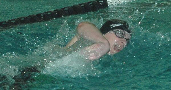 Old Town's Keegan Feero competes in the 200 freestyle during the Class B state swim meet Tuesday at Bowdoin College in Brunswick. Old Town's Keegan Feero competes in the 200 freestyle during the Class B state swim meet Tuesday at Bowdoin College in Brunswick.