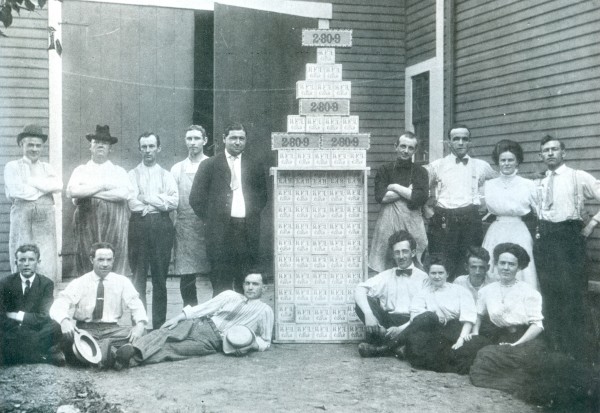 Cigar manufacturers pose at their Bangor factory in 1905. Cigar manufacturers pose at their Bangor factory in 1905.