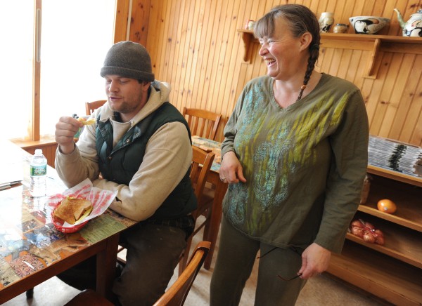 Kelly Kelsey-Davis, who works at the new Monroe General Store, chats with Tom Martinelli who has been enjoying the food at the store since it opened two weeks ago. Kelly Kelsey-Davis, who works at the new Monroe General Store, chats with Tom Martinelli who has been enjoying the food at the store since it opened two weeks ago.