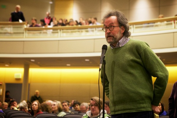 Kent Ryden, head of the free-standing American and New England studies graduate program at the University of Southern Maine, which is being considered for elimination, defends his program at an all-campus forum in Portland on March 19. Kent Ryden, head of the free-standing American and New England studies graduate program at the University of Southern Maine, which is being considered for elimination, defends his program at an all-campus forum in Portland on March 19.