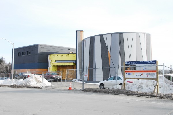 Construction of the new $5.2 million Emera Astronomy Center was well under way at the University of Maine in late February. The all-digital facility will replace the existing Maynard F. Jordan Planetarium and Observatory. Construction of the new $5.2 million Emera Astronomy Center was well under way at the University of Maine in late February. The all-digital facility will replace the existing Maynard F. Jordan Planetarium and Observatory.