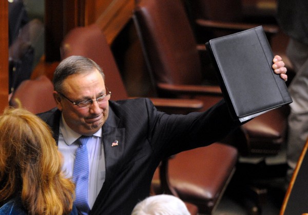 Gov. Paul LePage waves as he leaves the House of Representatives chamber after he delivered his 2014 State of the State address at the State House in Augusta in this February 2014 file photo. Gov. Paul LePage waves as he leaves the House of Representatives chamber after he delivered his 2014 State of the State address at the State House in Augusta in this February 2014 file photo.
