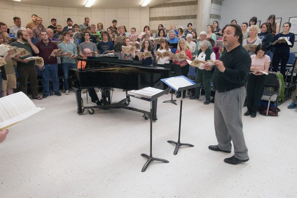 Oratorio Society and University Singers gathered together Monday for a rehearsal with Lucas Richman in Orono for the upcoming Bangor Symphony Orchestra season finale. Oratorio Society and University Singers gathered together Monday for a rehearsal with Lucas Richman in Orono for the upcoming Bangor Symphony Orchestra season finale.