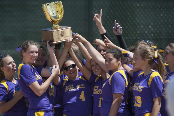 The Bucksport High School softball team holds the golden State Class C trophy after winning their championship game against Madison Area Memorial High School in Brewer in June 2013. The Bucksport High School softball team holds the golden State Class C trophy after winning their championship game against Madison Area Memorial High School in Brewer in June 2013.