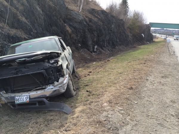 The owner of this truck was driving on Interstate 395 Friday afternoon when he took a swig of his coffee and choked, causing him to crash, Maine State Police Trooper Taylor Dube said after the driver, who was not identified, was taken to Eastern Maine Medical Center to be checked out. The owner of this truck was driving on Interstate 395 Friday afternoon when he took a swig of his coffee and choked, causing him to crash, Maine State Police Trooper Taylor Dube said after the driver, who was not identified, was taken to Eastern Maine Medical Center to be checked out.
