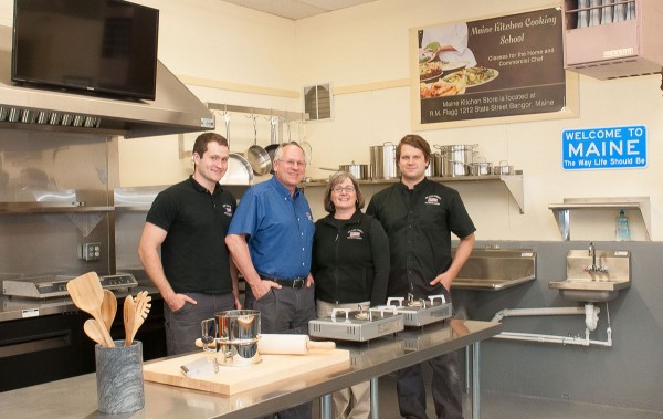 The Guerins (from left) Caleb, Joe, Stacey, and Peter stand in the newly designed demonstration and cooking class area at R.M. Flagg Companys store at 1212 State St., Veazie. Flaggs is now home to the Maine Kitchen Cooking School, a place for cooks to come and learn from working professionals. The Guerins (from left) Caleb, Joe, Stacey, and Peter stand in the newly designed demonstration and cooking class area at R.M. Flagg Companys store at 1212 State St., Veazie. Flaggs is now home to the Maine Kitchen Cooking School, a place for cooks to come and learn from working professionals.