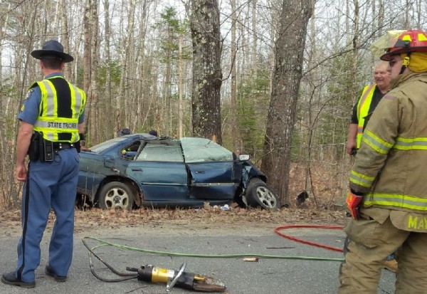 A South China woman was killed in a single-vehicle accident on Stone Road on Friday afternoon, state police said. A South China woman was killed in a single-vehicle accident on Stone Road on Friday afternoon, state police said.