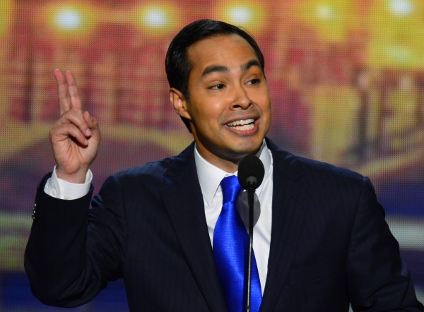 In this September 2012 file photo, Mayor Julian Castro of San Antonio, Texas, speaks at the 2012 Democratic National Convention at the Time Warner Cable Arena in Charlotte, North Carolina. In this September 2012 file photo, Mayor Julian Castro of San Antonio, Texas, speaks at the 2012 Democratic National Convention at the Time Warner Cable Arena in Charlotte, North Carolina.
