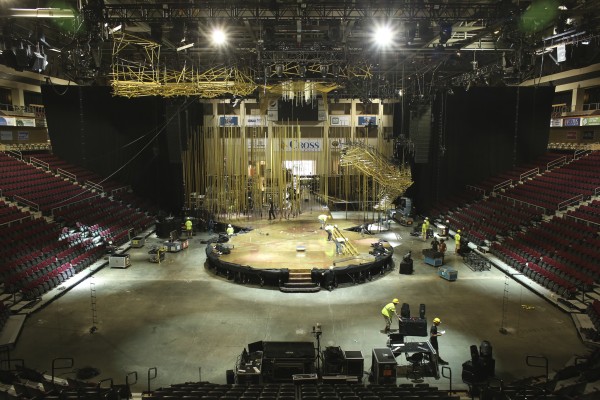 Production crews set up the Cirque du Soleil Varekai show Tuesday at the Cross Insurance Center. Production crews set up the Cirque du Soleil Varekai show Tuesday at the Cross Insurance Center.