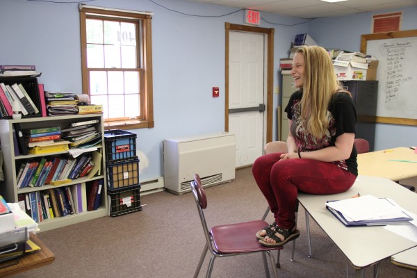 Megan Fowler discusses Tuesday at Nokomis Regional High School how she has made her cerebral palsy and the subject of bullying as a part of her speeches to spread awareness. Megan Fowler discusses Tuesday at Nokomis Regional High School how she has made her cerebral palsy and the subject of bullying as a part of her speeches to spread awareness.