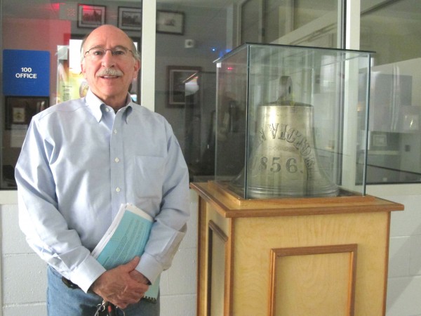 Roger Bowen, selectman in the town of Gouldsboro, stands next to the town's famous bell on Wednesday night after local voters approved a proposal to lend the bell to the Canadian Museum of History. "I couldn't be happier," said Bowen, who was in favor of making the loan. Roger Bowen, selectman in the town of Gouldsboro, stands next to the town's famous bell on Wednesday night after local voters approved a proposal to lend the bell to the Canadian Museum of History. "I couldn't be happier," said Bowen, who was in favor of making the loan.