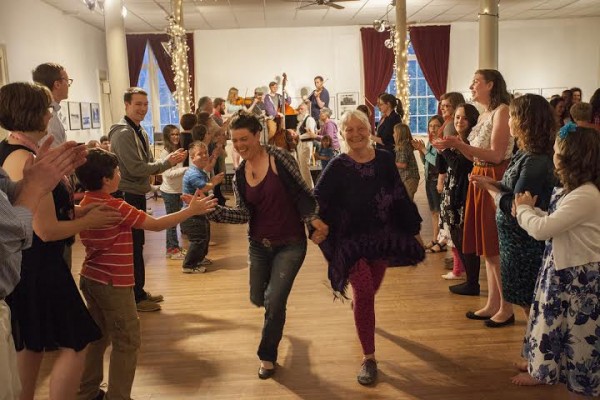 Maria McMorrow of Machias and Sally Erickson of Eastport dance down the line at the Eastport Strings contra dance at the Easport Arts Center in May. Maria McMorrow of Machias and Sally Erickson of Eastport dance down the line at the Eastport Strings contra dance at the Easport Arts Center in May.