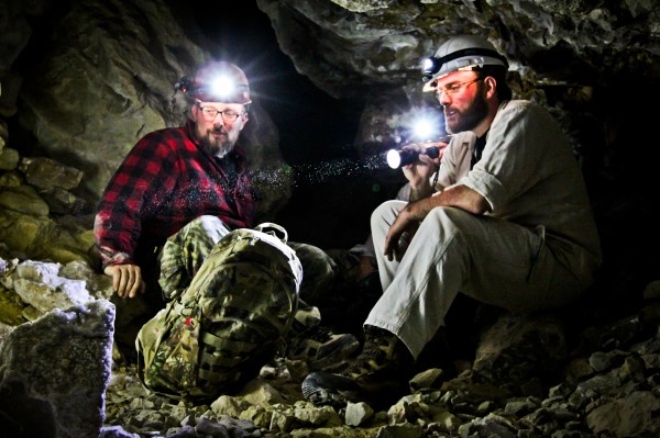 Mainers Bill Brock (right) and Casey Onik explore a cave during an episode of the soon-to-be aired series "Monsters Underground." Mainers Bill Brock (right) and Casey Onik explore a cave during an episode of the soon-to-be aired series "Monsters Underground."