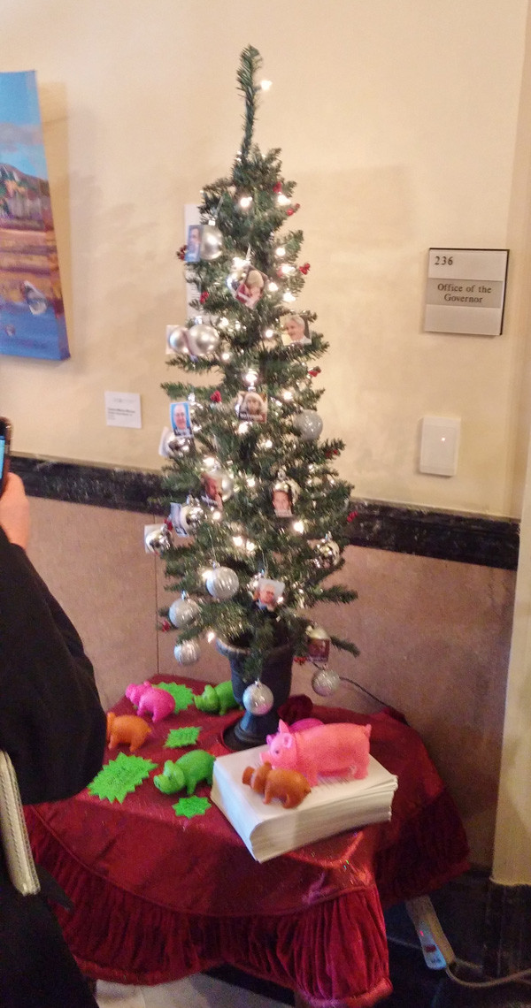 lepage uses christmas tree rubber pigs to condemn legislature s lepage uses christmas tree rubber pigs to condemn legislature s