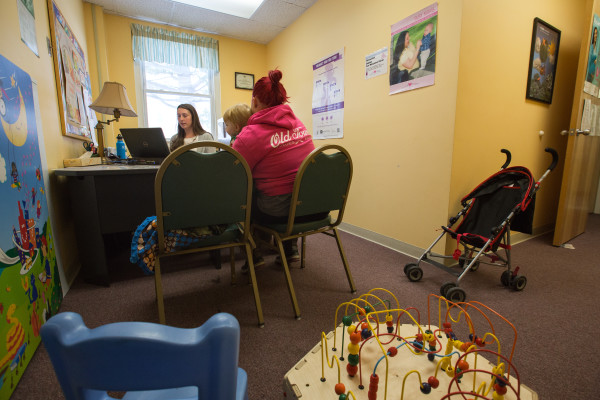 A WIC recipient and her son sit for an appointment at Bangor Public Health & Community Services on Jan. 12. A WIC recipient and her son sit for an appointment at Bangor Public Health & Community Services on Jan. 12.