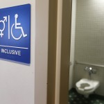 A gender-neutral bathroom is seen at the University of California, Irvine, Sept. 30, 2014.