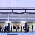 Orono residents waiting to register to vote line a section of the indoor track at the University of Maine New Balance Student Recreation Center in Orono, Nov. 8, 2016. 