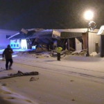 No injuries were reported immediately after the collapse of the roof of Millinocket's Katahdin Pins 'n Cues on Sunday night. The bowling alley had been closed for more than a year. The collapse propelled building fragments into adjoining buildings and left debris in the middle of Penobscot Avenue, witnesses said.