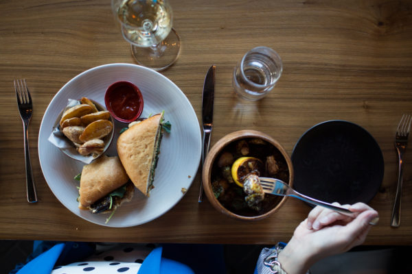 Quick, gourmet lunch options attract crowds at Union restaurant in the Press Hotel. Quick, gourmet lunch options attract crowds at Union restaurant in the Press Hotel.