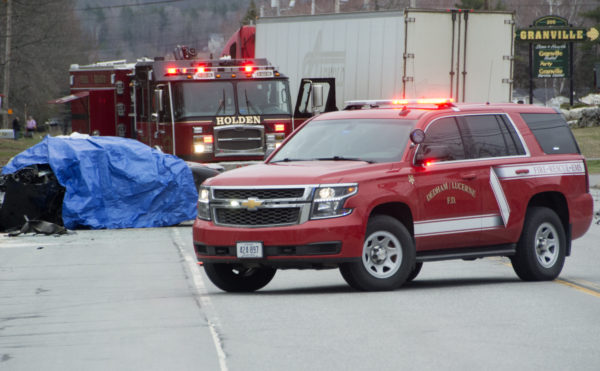 A car and a tractor trailer collided in an apparent fatal accident on Main Road in Holden on Thursday. A car and a tractor trailer collided in an apparent fatal accident on Main Road in Holden on Thursday.