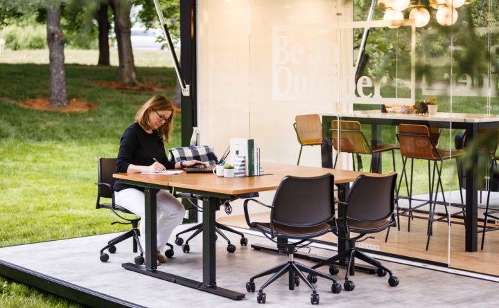 outdoor office space rooftop courtesy of ll bean ll beans first outdoor coworking space features wifi cycling desks outdoor office space rooftop courtesy of ll bean ll beans first outdoor coworking space features wifi cycling desks