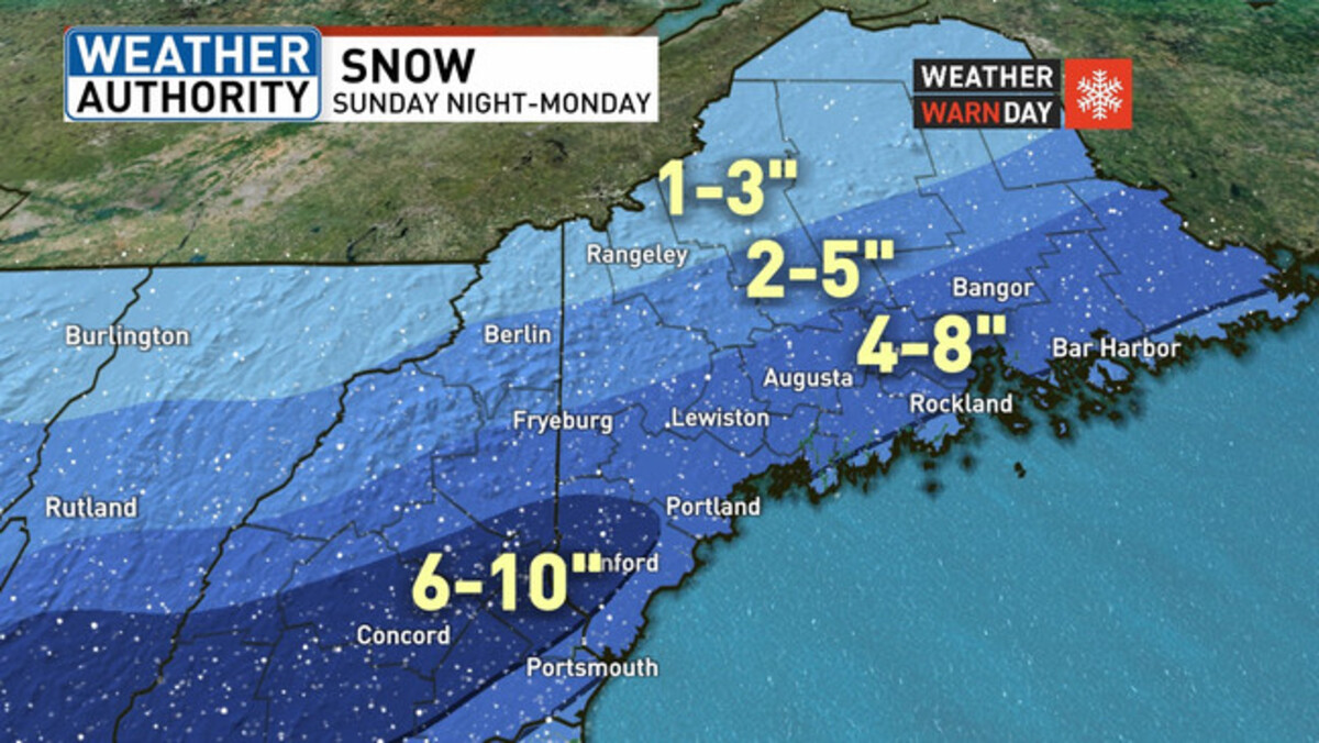 More snow Sunday night into Monday, expect tricky Maine travel conditions