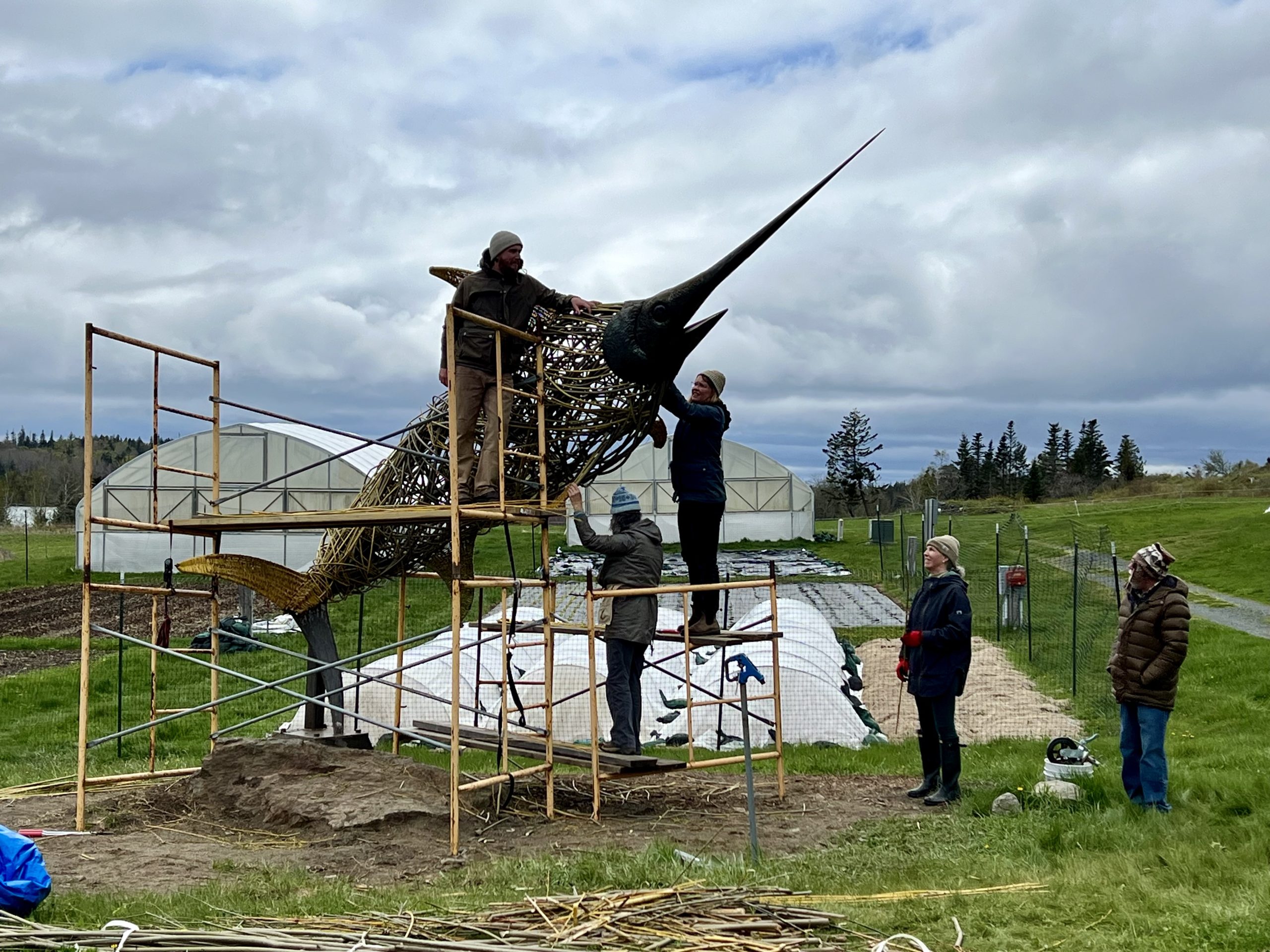 A 21-foot sculpture honors the tribes that hunted swordfish in the