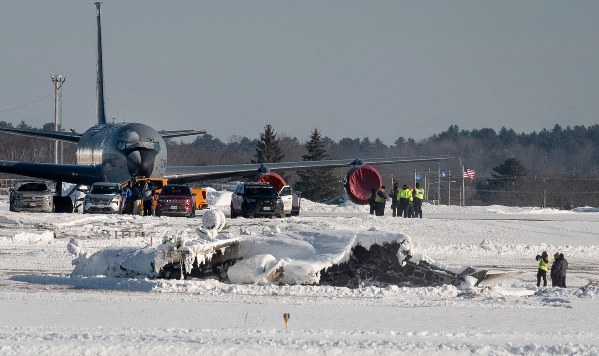 Bangor plane crash wreckage still buried under snow as investigation continues