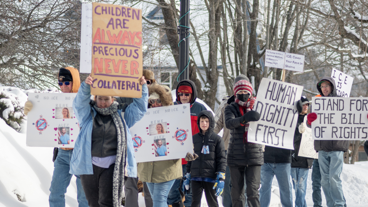 Dozens in Fort Kent protest ICE