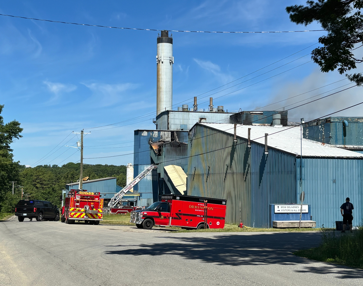 Fire still smoldering at Orrington trash incinerator